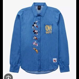 Disney Light Blue Denim Shirt with Mickey & Minnie Runaway Railway Patch